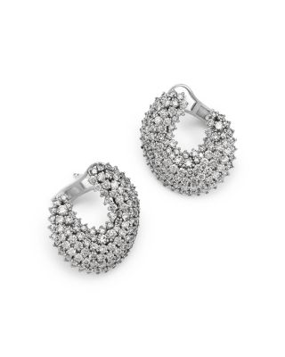 Diamond Front to Back Earrings in 14K White Gold, 6.50 tcw