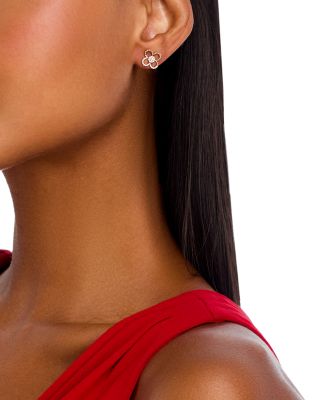 Diamond Clover Silhouette Stud Earrings in 14K Yellow Gold, 0.20 tcw