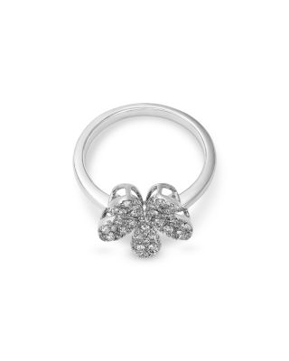 Pave Diamond Flower Ring in 14K White Gold, 0.65 tcw