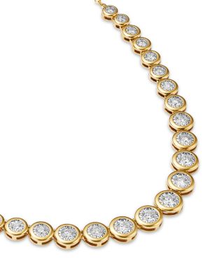 Diamond Graduated Bezel Collar Necklace in 14K White Gold, 1.3 tcw
