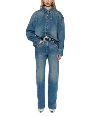 Oversized Studded Denim Shirt