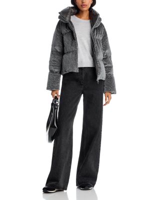 Sequin Velvet Short Puffer Coat