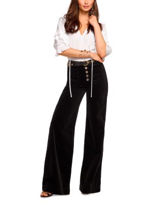 Cindy High Rise Wide Leg Jeans in Black Velvet