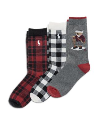 Unisex Holiday Sled Bear Socks, Pack of 3 - Little Kid, Big Kid