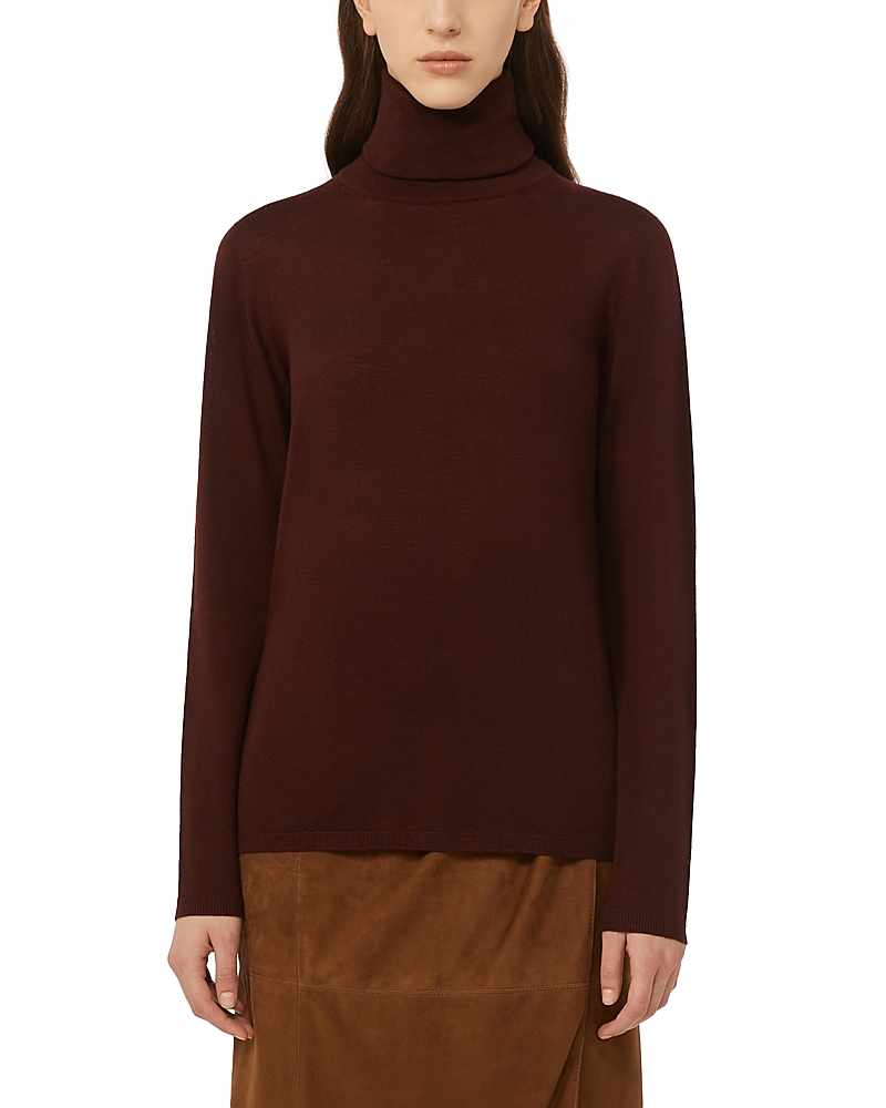 Max Mara Wool Knit Turtleneck Jumper In Brown