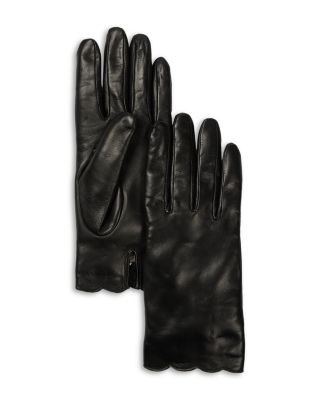 Scalloped Nappa Leather Gloves