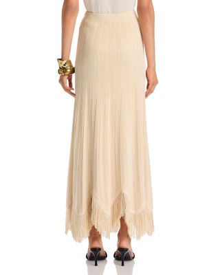 x Lani Lynn Fringe Hem Ribbed Knit Maxi Skirt