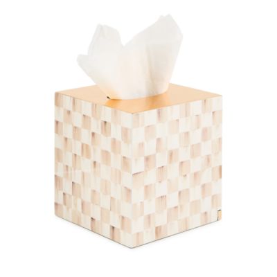 Mocha Check Glass Boutique Tissue Box Cover