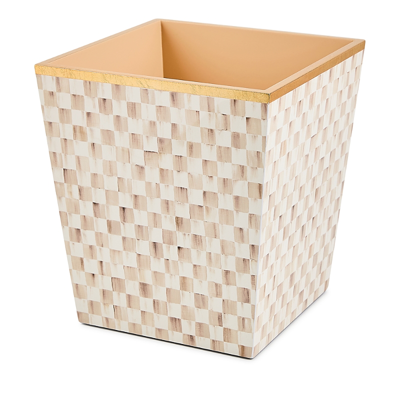 Mackenzie-childs Mocha Check Glass Waste Bin In Multi