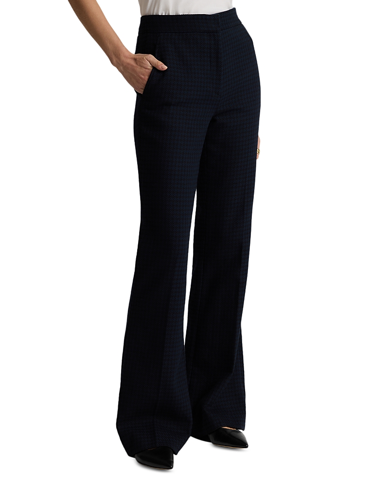 St John Tonal Check Flare Pants In Black