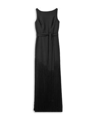 70s Inspired Fringed Satin Gown