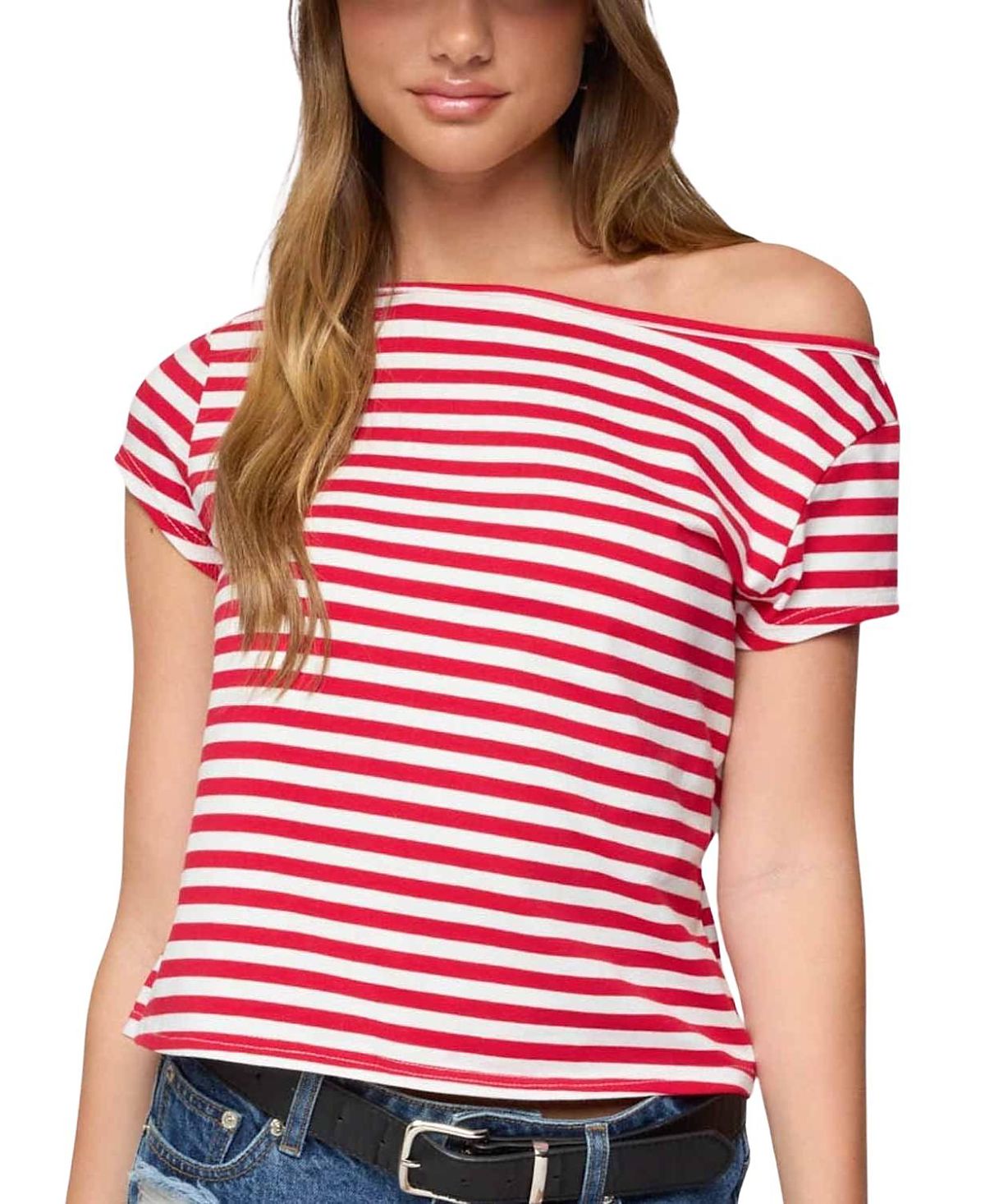 Edikted Aretha Striped Off Shoulder Top