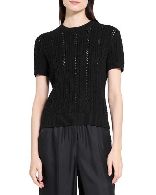 Cable Knit Short Sleeve Sweater