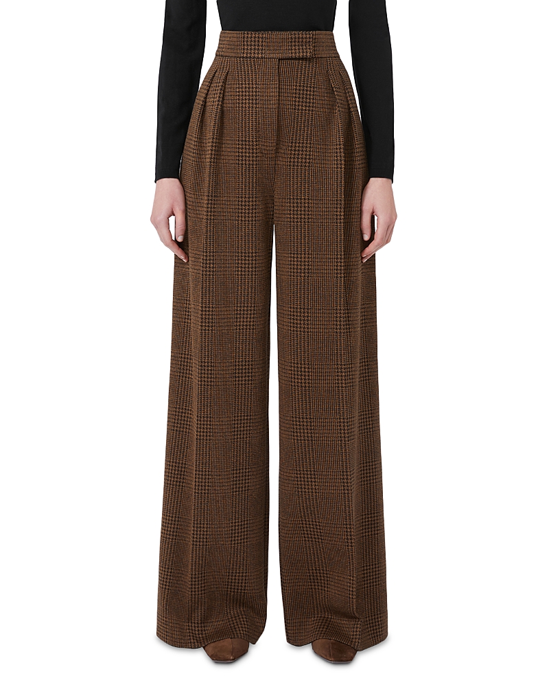 Max Mara Ponza Cotton And Wool-blend Wide-leg Pants In Brown