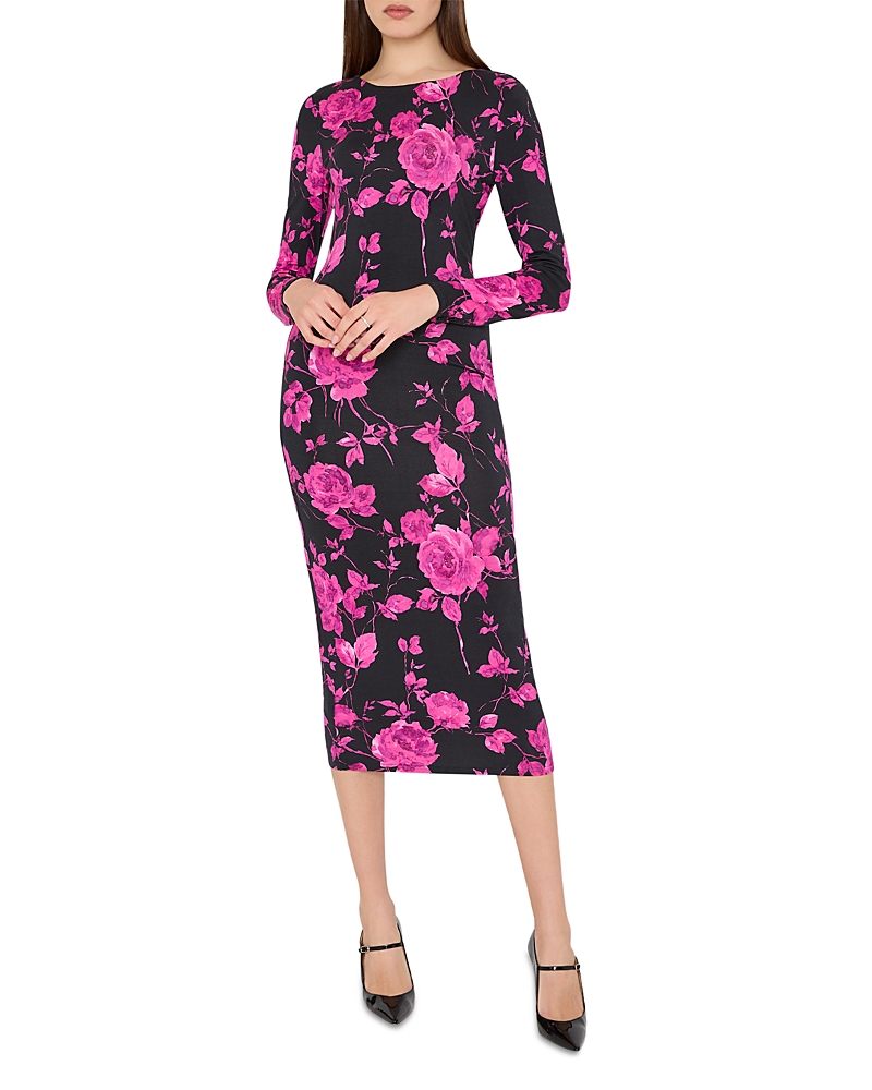 Milly Amarilla Rose Bodycon Jersey Midi Dress In Multi