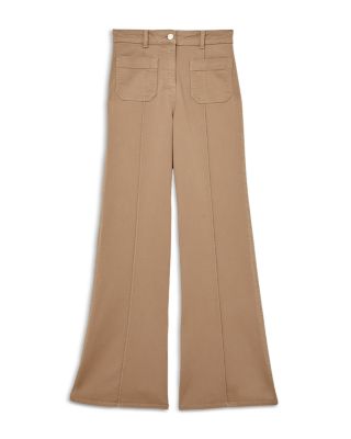 Petite Sakura Patch Pocket Flare Jeans in Taupe Neutral