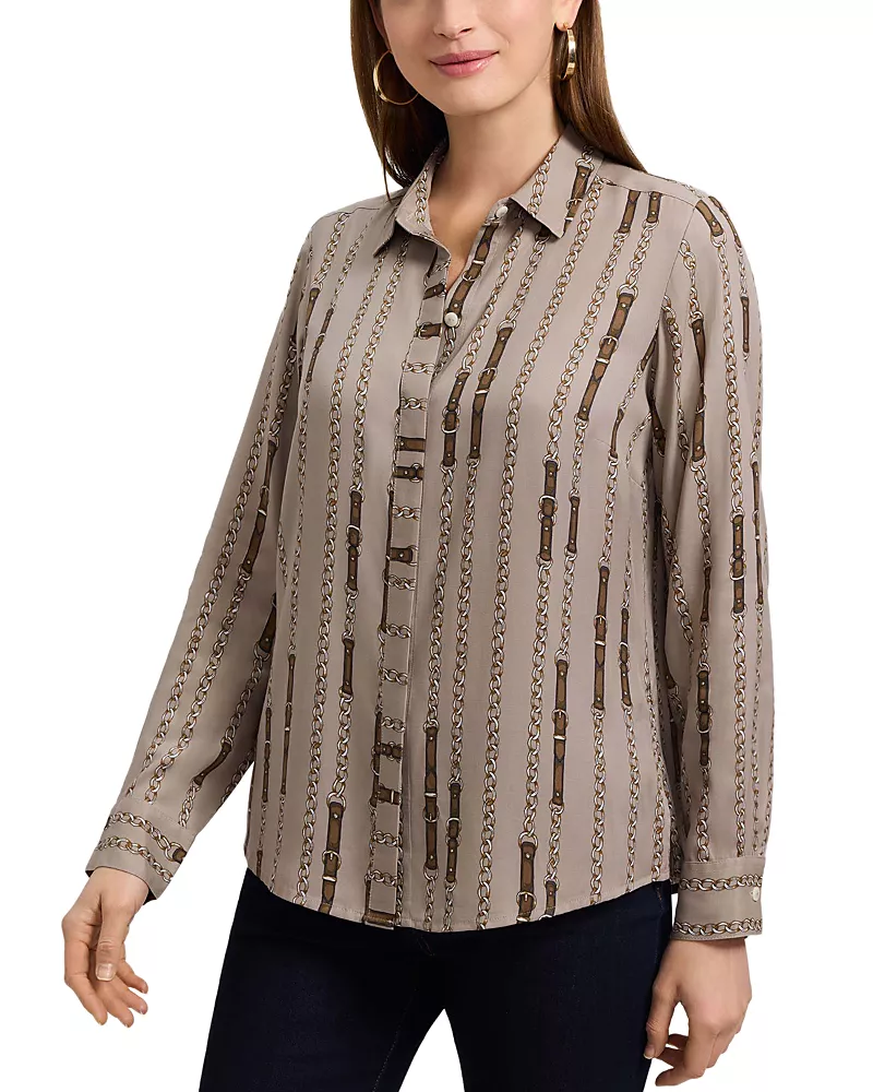 Foxcroft Luna Chain Print Shirt