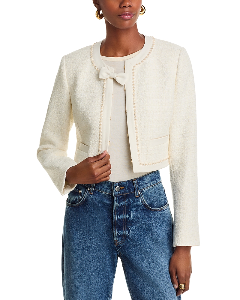 Loveshackfancy Ralphette Beaded Tweed Jacket In White