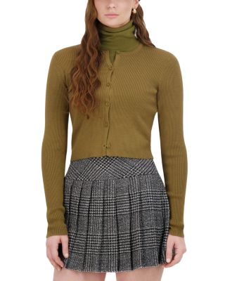 Knit Crewneck Cropped Cardigan Sweater