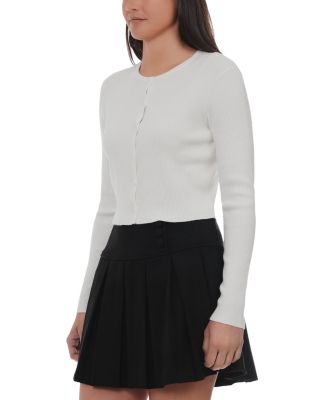 Knit Crewneck Cropped Cardigan Sweater