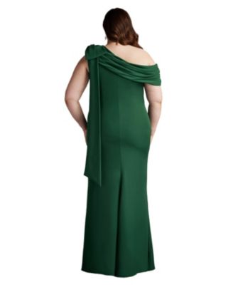 Plus Cassia Bow-Shoulder Crepe Gown