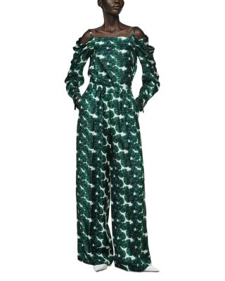 Silk Printed Wide Leg Pants