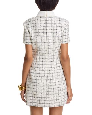 Windowpane Check Boucl&eacute; Mini Dress