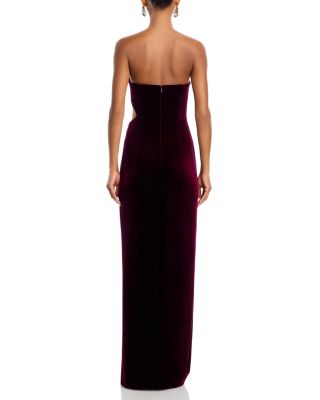 Burgundy Velvet Bandeau Maxi Dress