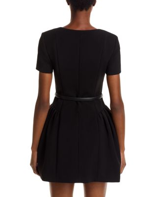 Black Crepe Short Sleeve Mini Dress