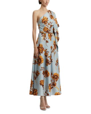 One Shoulder Silk Drape Dress