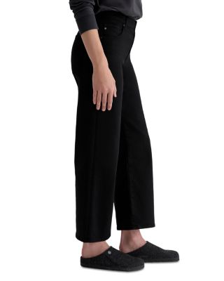 Saige Mid Rise Wide Leg Cropped Jeans in Super Black