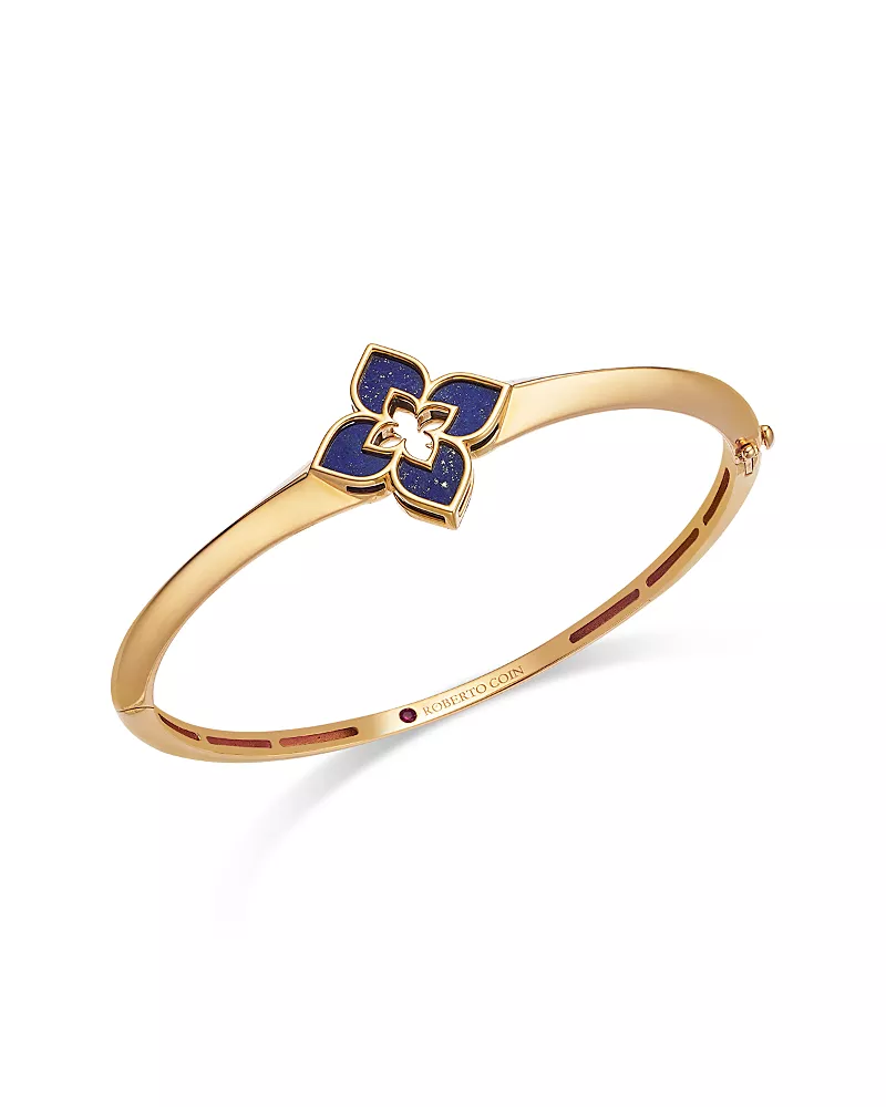 Roberto Coin 18K Rose Gold Blue Lapis Venetian Princess Bangle Bracelet