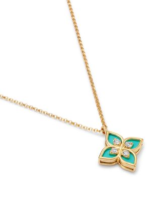 18K Yellow Gold Diamond Ceramic Venetian Princess Necklace, 17"