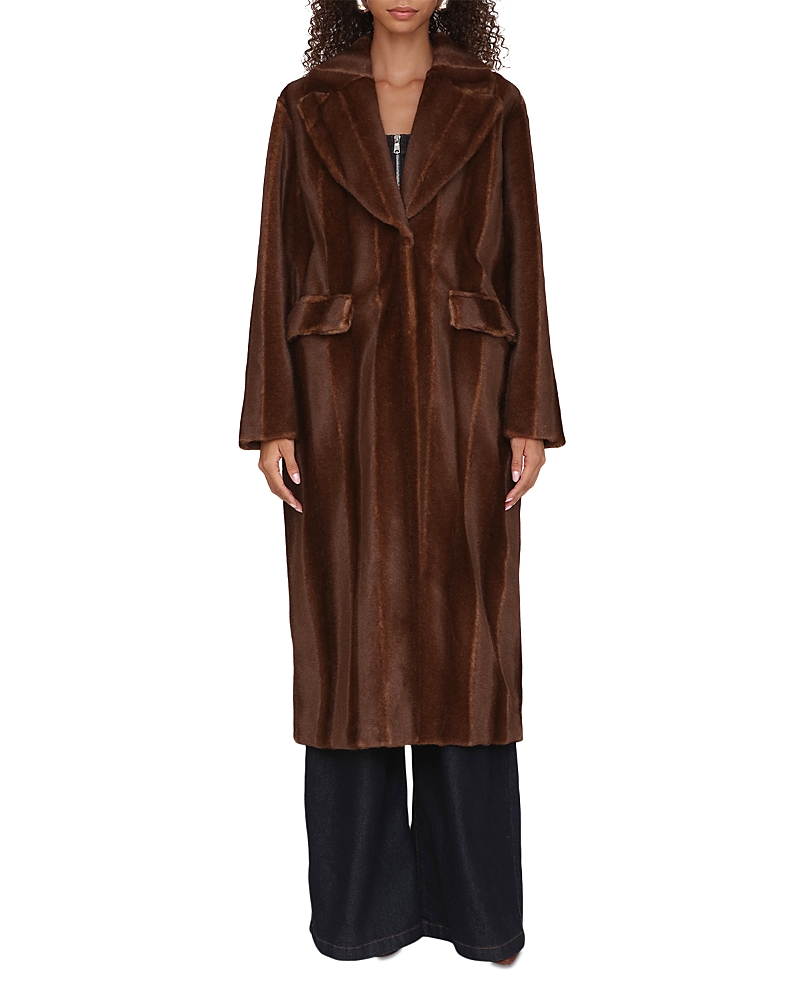 Avec Les Filles Faux Mink Fur Maxi Coat In Brown