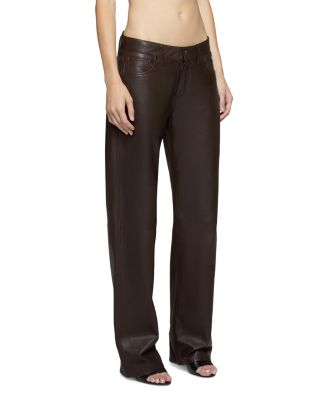 Low Rise Baggy Jeans in Chocolate Leather