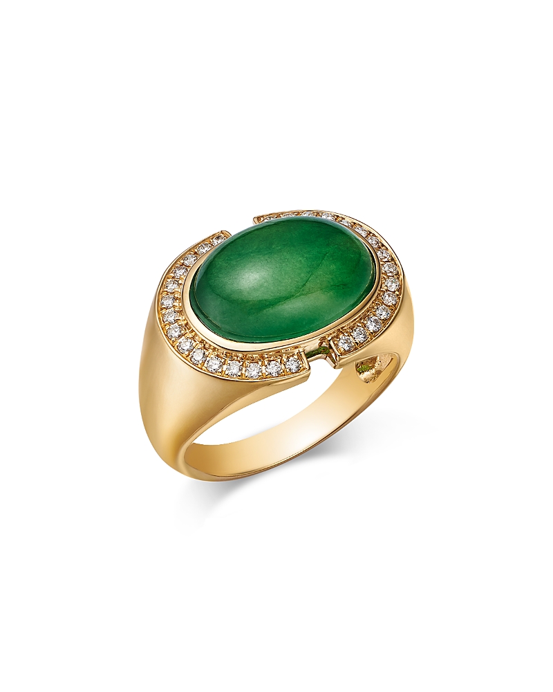 Bloomingdale's Fine Collection Dyed Jade & Diamond Halo Ring in 14K Yellow Gold