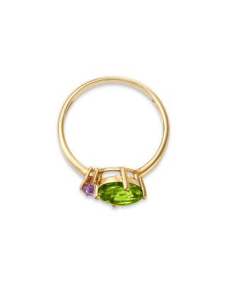 Pink Amethyst, Citrine & Peridot Ring in 14K Yellow Gold
