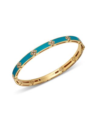 18K Yellow Gold Diamond Love in Verona Ceramic Enamel Bangle Bracelet
