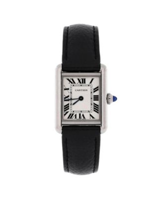 Pre-Owned Cartier - Must de Cartier Tank Quartz Watch in Stainless Steel and Leather 22mm