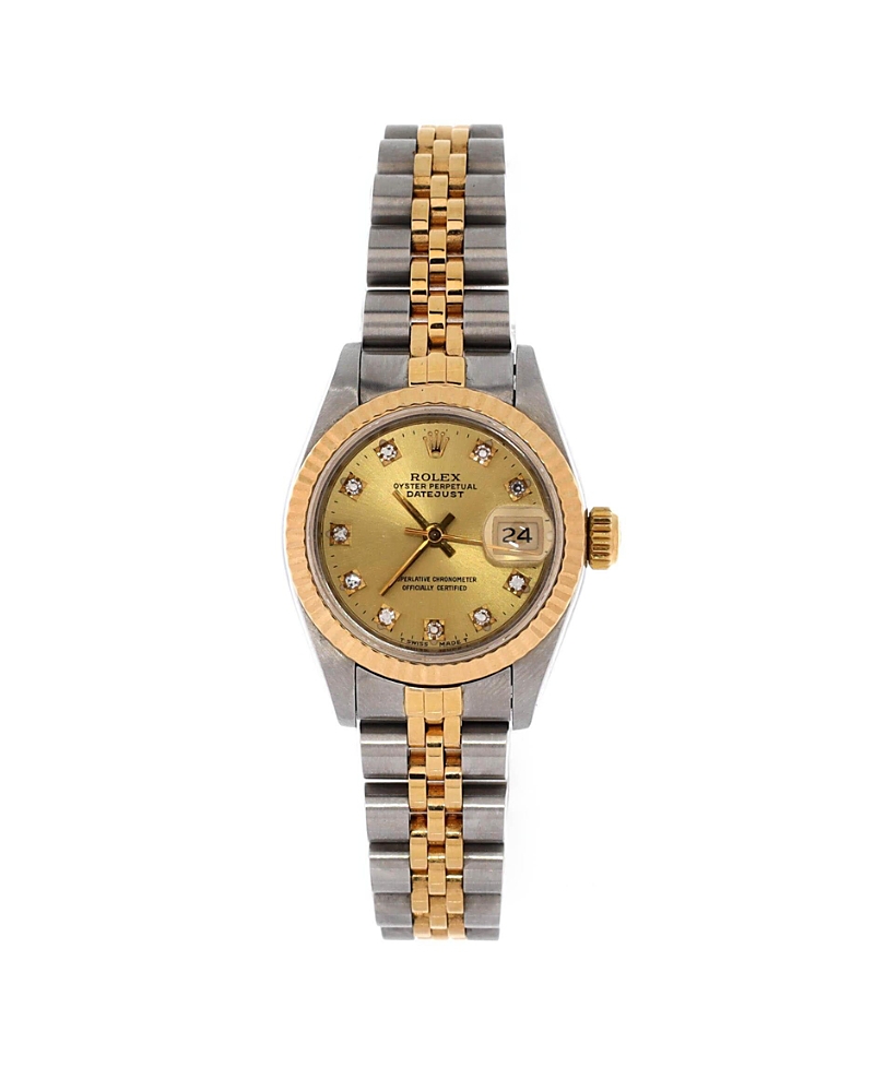 Pre-owned Pre-owned Rolex Rolex Oyster Perpetual Datejust Automatic Watch In Stainless Steel And Gold With Diamond M