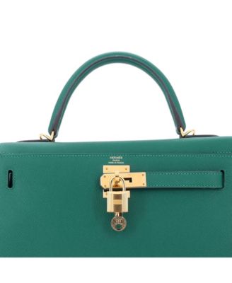 Kelly 28 Handbag Green Epsom with Gold Hardware