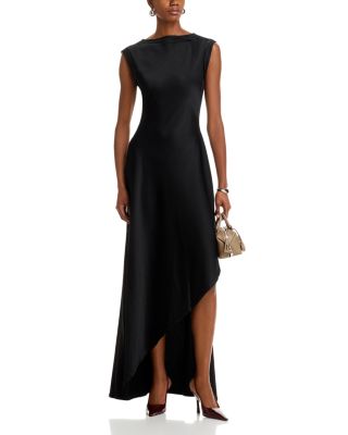 Crepe Back Satin Asymmetrical Gown