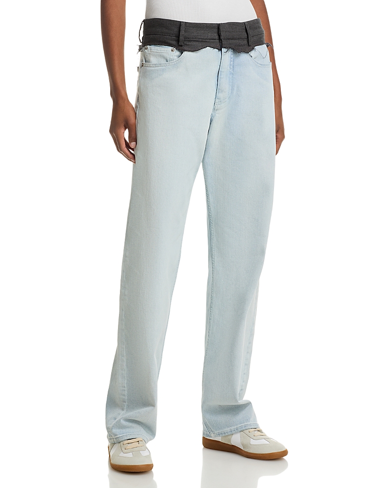 MM6 Maison Margiela High Rise Straight Jeans in Light Blue