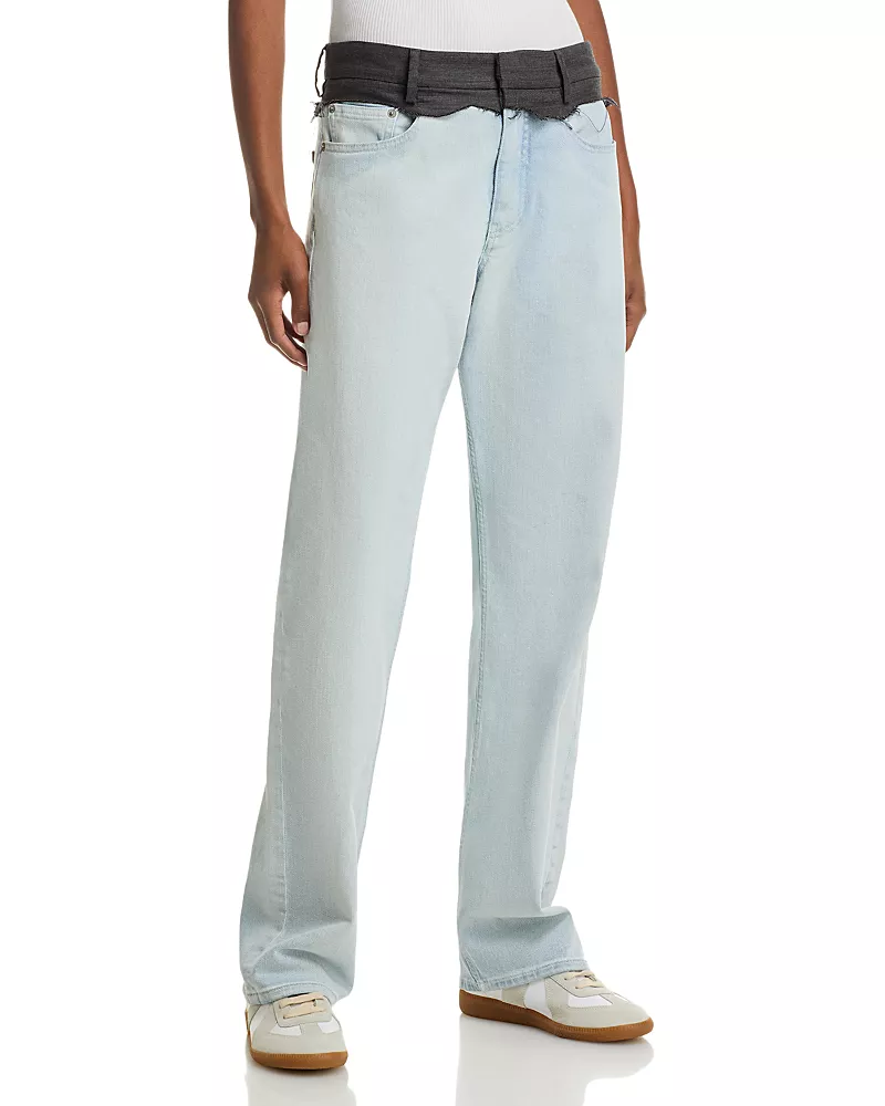 MM6 Maison Margiela High Rise Straight Jeans in Light Blue