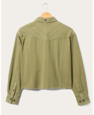 Women's Tonal Stripe Flannel Crop Shirt