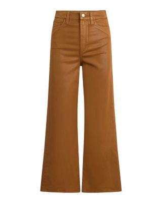 The Mia Wide Leg Ankle Coated Jeans in Brown Bronze