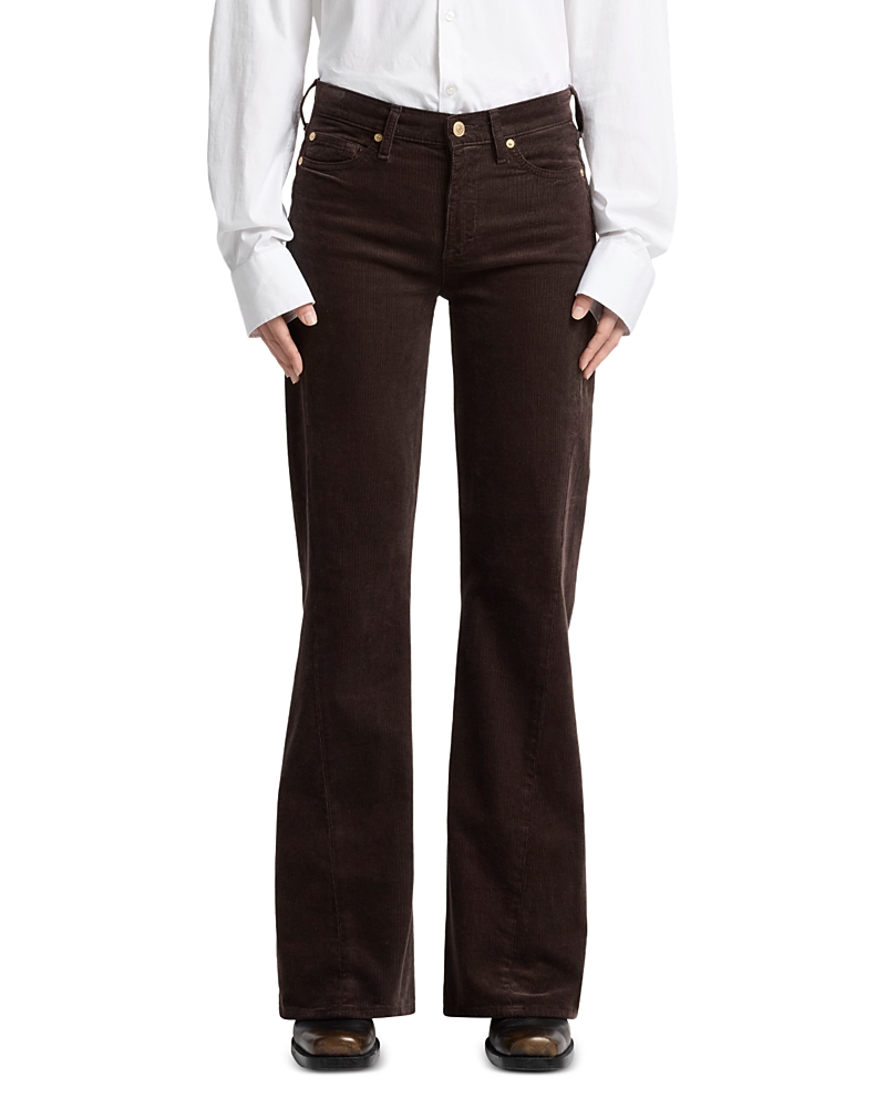 7 For All Mankind Twisted Dojo Tailorless Flare Leg Pants In Corduroy Coffee In Burgundy
