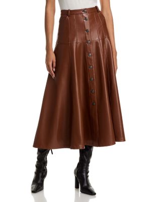 Veena Faux Leather Midi Skirt