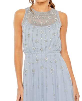  High Neck Sleeveless Embellished A-Line Dress