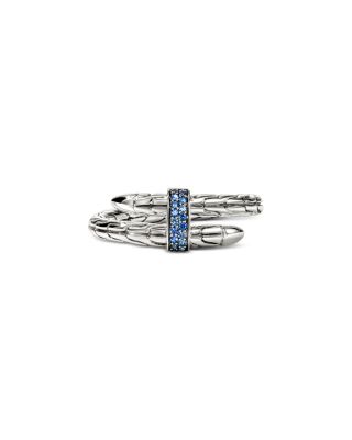 Sterling Silver Spear Blue Sapphire Coil Ring